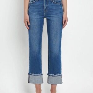 Vervet by Flying Monkey VICTORIA - Straight Leg Cuff Blue Jeans
